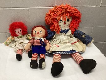 Vintage Raggedy Ann & Andy Dolls Incl. Knickerbocker Andy