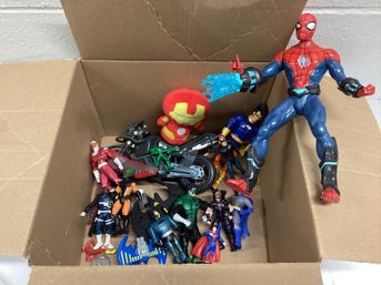 Box Of Marvel & DC Action Figures