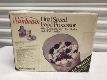 NOS Sunbeam Food Processor In Almond