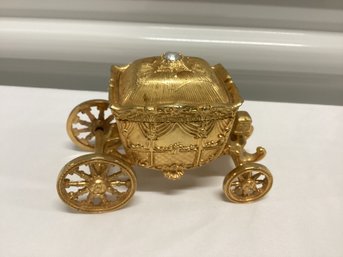 Gold Metal Carriage Ring Box