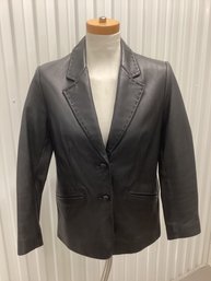 Presswick & Moore Genuine Leather Blazer With Stitch Detail