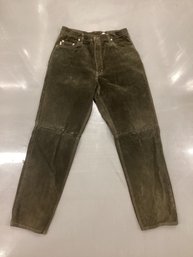 Wash & Wear Made In Canada Moss Green Suede Leather Pants