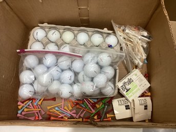 Box Of Golf Balls & Tees