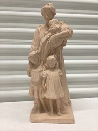 Signed Mother With Children Sculpture