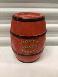 Vintage Money Lover Barrel Bank