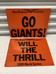 1989 SF Giants World Series Union Label Double Sided Poster Boards