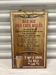 Boston Red Sox Man Cave Rules Sign