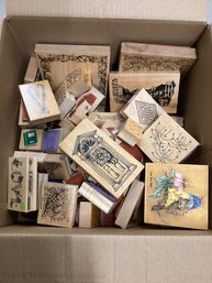 Box Full Of Wooden Stamps