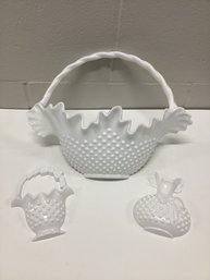 Vintage Burwood Hobnail Wall Pocket Three Piece Set