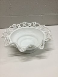 Vintage Ruffled Edge Dancing Sailors Pedestal Bowl