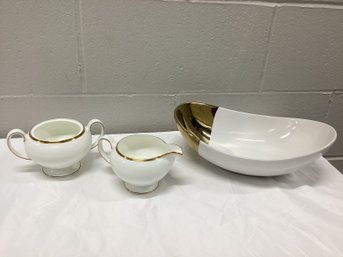 Wedgwood Creamer Set & Nate Berkus Bowl