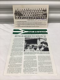 Signed 1980 NY Jets Team Photo & Jet Stream Newsletter