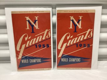 1955 NY Giants Vs Brooklyn & Milwaukee Programs