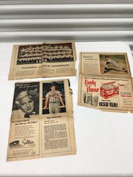 1950s Baseball Newspaper Pages