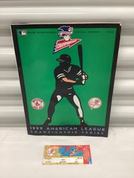 1999 NY Yankees Boston Red Sox AL Championship Series Ticket & Program