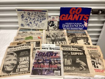 New York Giants Vintage Newspapers & Car Window Sign