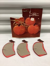 Set Of Three Made In Denmark Amscan Honeycomb Pumpkins