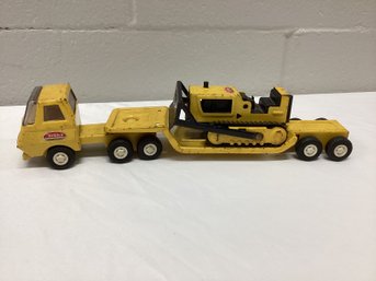 VintGe Tonka Semi Truck & Trailer With Bulldozer