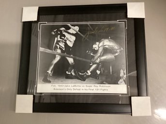 Hand Signed Jake LaMotta Raging Bull Large Photo Defeating Sugar Ray Robinson