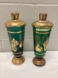 Mid Century Green Tea Liqueur Bottles Marked Tokyo Japan