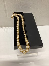 Vintage Gold Tone Faux Pearl Necklace