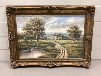 Ornately Framed Signed Original Oil Painting On Canvas