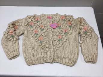 NWT Dolls Kill Sugar Thrillz Super Soft Chunky Weave Cardigan With Floral Accents