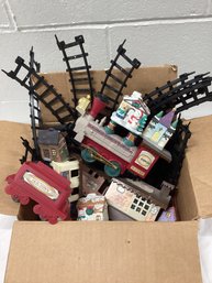 Box Of Christmas Train & Village Accessories