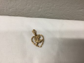 Marked 14k Bird In A Heart Pendant