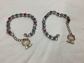 Pair Of Hello Kitty San Rio Rhinestone Bracelets