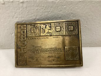 1978 Bergamot Brass Works EF Hutton Belt Buckle