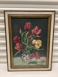 Pretty Floral Custom Framed Needlework