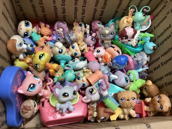 Box Full Of Littlest Pet Shop Figures & Accessories