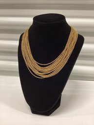 Beautiful Clasp Multi Strand Gold Tone Beaded Choker Necklace