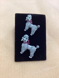 Pair Of Vintage Poodle Brooches Momma Poodle With Baby