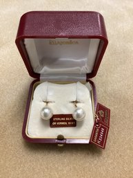 Majorica 18k Vermeil Over Sterling Pearls Made In Spain With Original Box