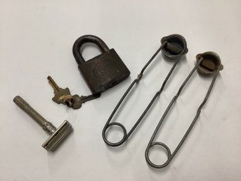 Vintage Corbin Lock, Flint Strikers, Razor