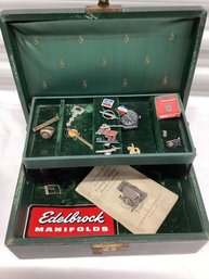 Vintage Jewelry Box With Pins & Smalls