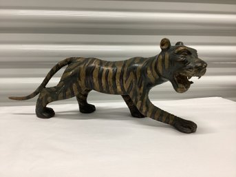 Large Brass ProwlingTiger Statue