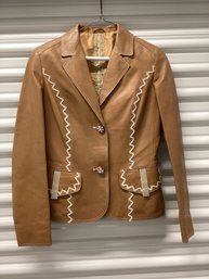 Rhinestone Accent Leather Jacket