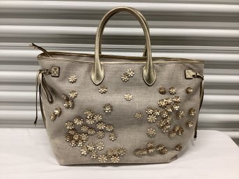 DKNY Large Tote With Gold & Flower Accent