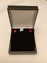 Red Stone Stud Earrings