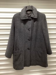 Union Made Tag Vintage Alorna Wool Blend Wide Pocket Coat Dark Charcoal