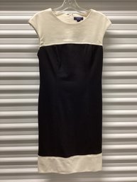 Chaps Cream & Black Color Block Sheath Dress