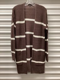 Pink Clover Open Front Striped Tunic Cardigan
