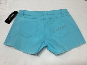 NWT Bebe Logo Denim Shorts In Baby Blue