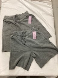 Two Pair New With Tags Heather Grey Cotton Blend Shorts