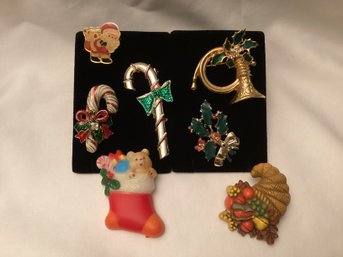 Collection Of Christmas Pins & Brooches