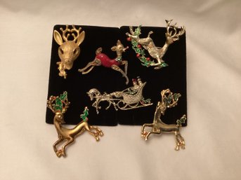 Vintage Rudolph & Reindeer Christmas Brooches