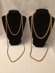 Pair Of Signed Monet Thick Rope Chains